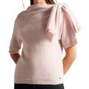 Ted Baker Larbow Statement Bow Sweater Pink Wool Knit Coquette Balletcore